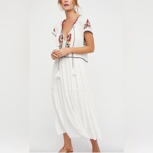 Free People Daisy Field Multicolor Embroidery Maxi Dress